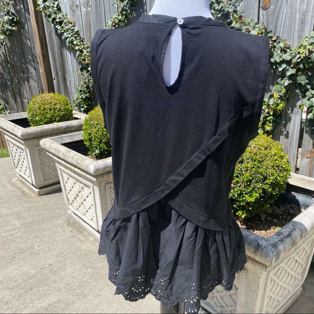 J. CREW Black Tulip-Back Eyelet Peplum Top NWT S - Picture 7 of 8